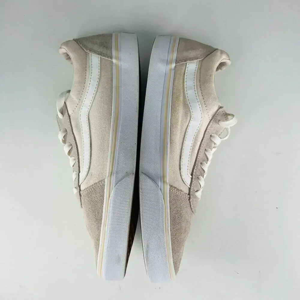 Vans Old Skool Canvas Suede Low Top Skate Sneakers Shoes Beige Grey Women 8.5 - Picture 6 of 13